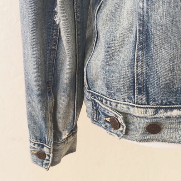 Able the Merly Distressed Denim Jacket Size Small - Picture 7 of 9